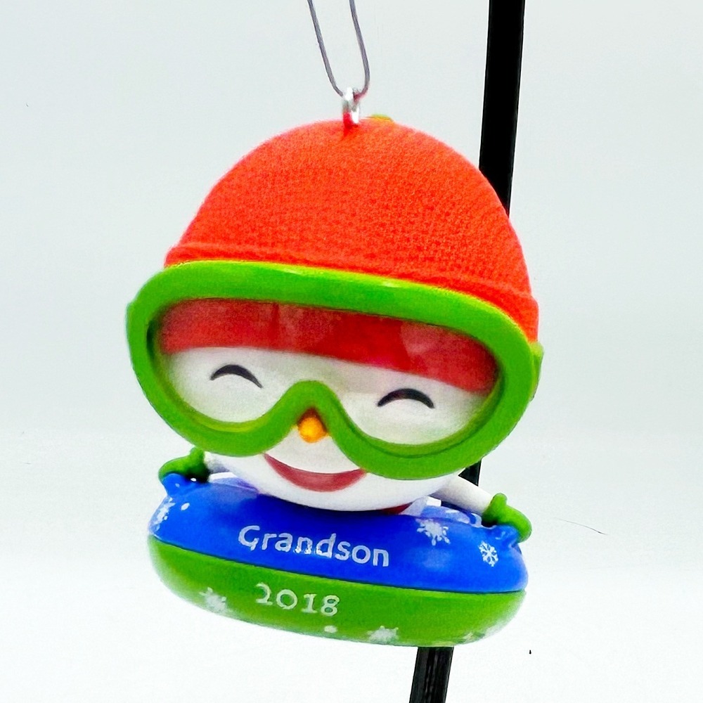 Grandson‎ 2018 Hallmark Ornament Snowman Sledding